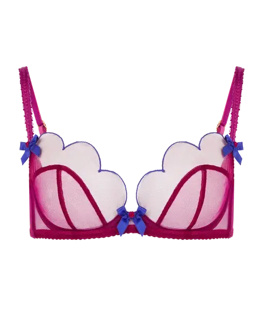 Lorna Plunge Underwired Bra Dark Pink/Cobalt | Agent Provocateur
