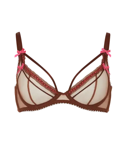 Hetty Plunge Underwired Bra  Brown/Pink | Agent Provocateur