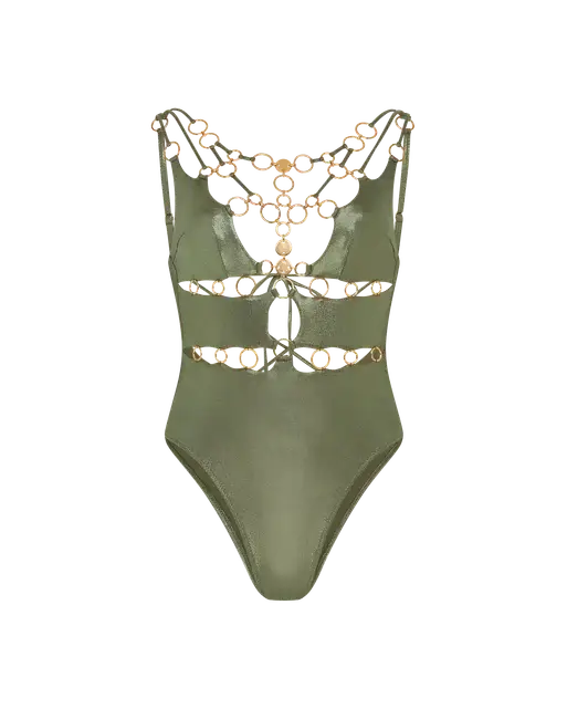 Davine Swimsuit Green/Gold | Agent Provocateur