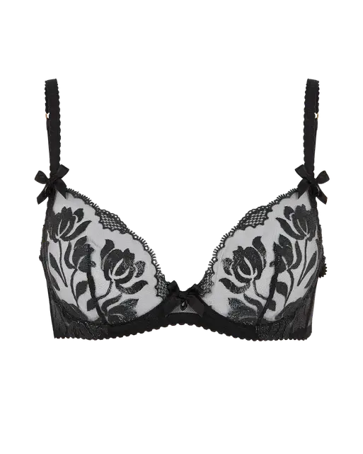 Sparkle Plunge Underwired Bra Black | Agent Provocateur