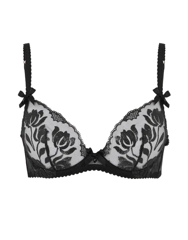 Sparkle Plunge Underwired Bra Black | Agent Provocateur