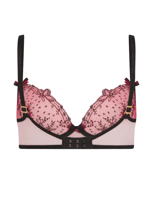 Graice Plunge Underwired Bra Black/Pink | Agent Provocateur