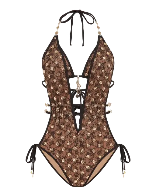 Azaria Swimsuit  Brown/Gold | Agent Provocateur