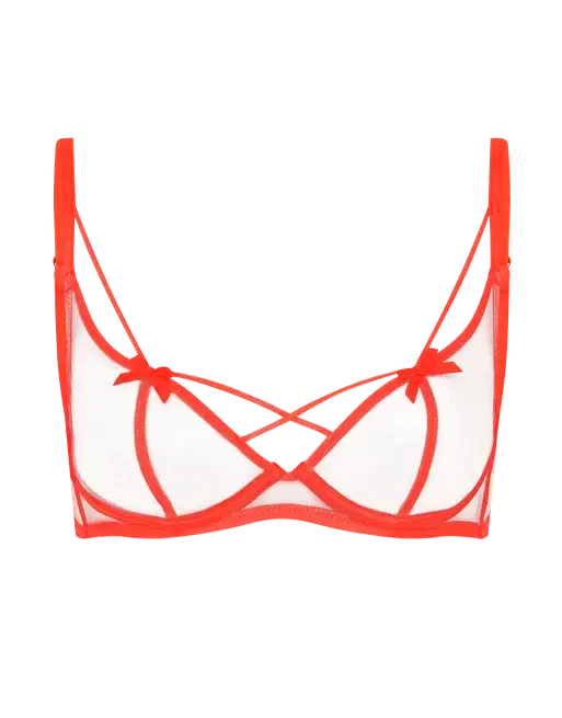 Zella High Neck Underwired Bra Neon Orange/Sand | Agent Provocateur