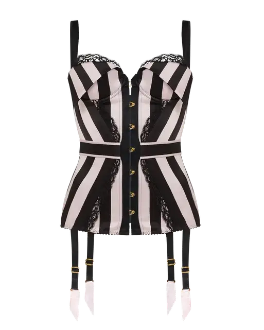 Jemina Corset Top Pink/Black Stripe | Agent Provocateur
