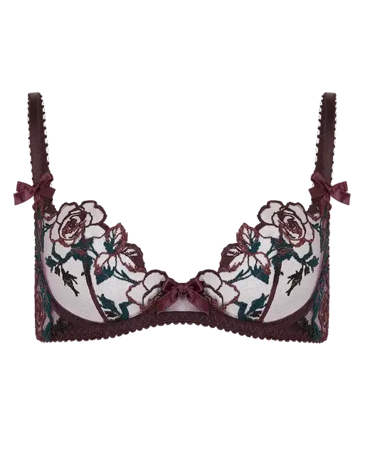 Callypso Plunge Underwired Bra Plum/Green | Agent Provocateur