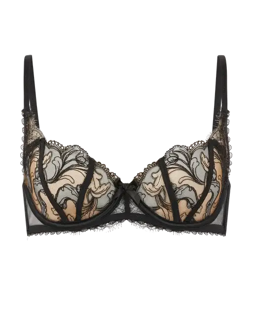 Cyndi Plunge Underwired Bra Black/Sand | Agent Provocateur