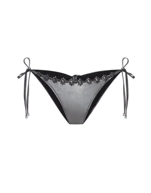 Maiya Bikini Bottoms Black/Silver | Agent Provocateur