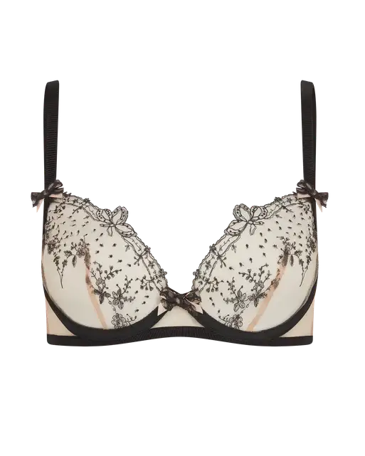 Graice Plunge Underwired Bra Black/Sand | Agent Provocateur