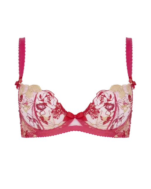 Zuri Plunge Underwired Bra Fuchsia/Red/Gold | Agent Provocateur