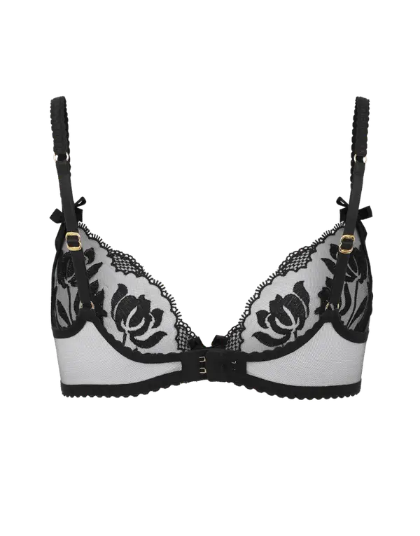 Sparkle Plunge Underwired Bra Black | Agent Provocateur