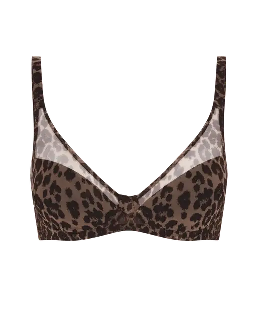 Lucky Padded Plunge Underwired Bra Leopard | Agent Provocateur